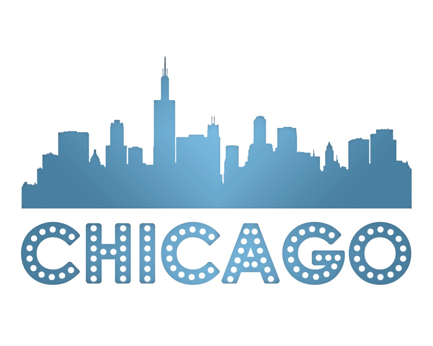 Chicago Skyline Print Wall Art DIY Printable Digital Art Print At city-skyline-stencil