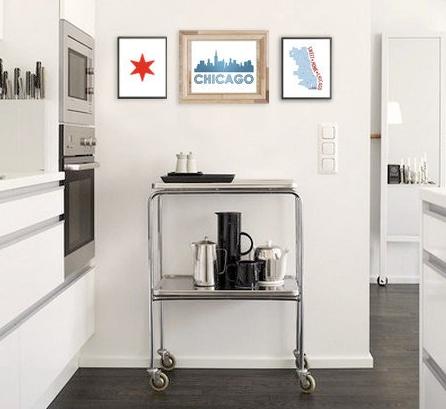 Chicago Illinois Prints, Chicago Flag Star, Sweet Home Chicago, DIY, Printable, Digital Download, Modern, City, Trendy, Urban Art - Set of 3