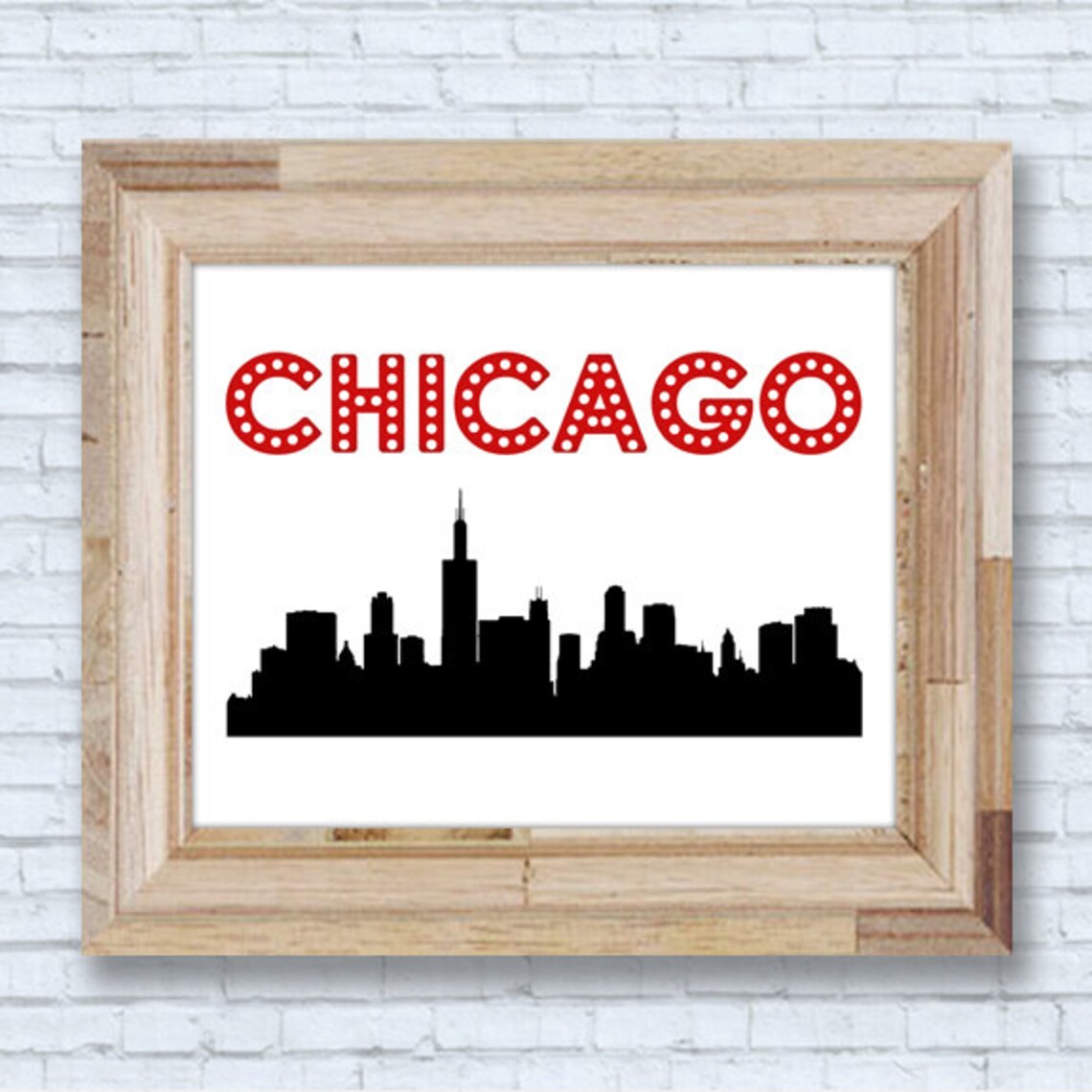 Chicago Skyline Print, Wall Art, DIY Printable Digital Art, Print at Home, Chicago Wall Art Etsy