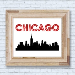 Chicago Skyline Print, Chicago Illinois, Printable Wall Art, Digital Download, City Art, Trendy, Urban, Apartment, Minimalist, Home Decor