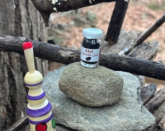 Moroccan Black vegan eyeliner with Moroccan Handmade Wooden Kohl  Bottle Hand-carved