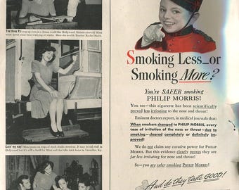 Philip Morris Vintage Cigarette Ads – 10 Original 1940s–1950s Magazine Advertisements – Antique Ephemera Lot #2