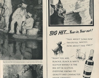 Vintage Black & White Blended Scotch Whiskey Ads Set of 10 Original 1930s–1950s Magazine Advertisements Retro Bar Decor Ephemera Lot