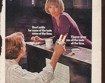 Vintage Viceroy Cigarette Ads – 10 Original 1970s Magazine Advertisements – Lot #2 – Retro Tobacco Ephemera