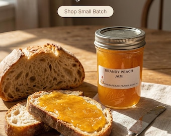 Arkansas Brandy Peach Jam 8oz – Small Batch, Gourmet Fruit