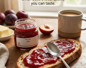 Organic Plum Jam – 8 oz Jar – Small Batch, Seasonal Fruit – Vegan & Gluten-Free – Arkansas Made