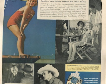 Vintage Camel Cigarette Ads – Lot of 10 Original 1930s–1970s Magazine Advertisements – Tobacco Ephemera – Lot #2