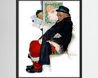 Norman Rockwell Off Duty Santa 1940 Vintage Christmas Art Print