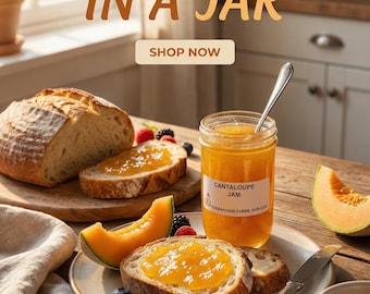 Organic Cantaloupe Jam: Arkansas Grown, Small Batch (8 oz Jar)
