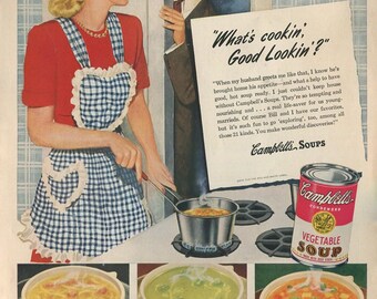 Campbell’s Soup Vintage Ads Collection – 50 Original Magazine Advertisements (1927–1971) – Retro Kitchen Decor & Ephemera Lot - #1