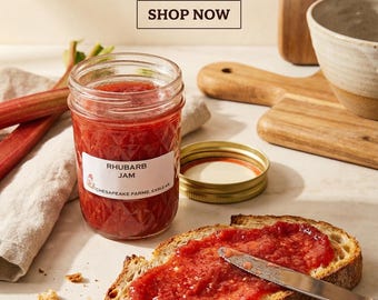 Organic Rhubarb Jam: Arkansas Grown, Tangy Small Batch (8 oz Jar)