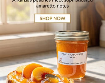 Peach Amaretto Jam: Organic Arkansas Grown Gourmet Spread (8 oz Jar)