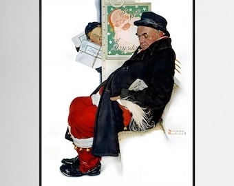 Norman Rockwell Off Duty Santa 1940 Vintage Christmas Art Print