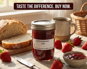 Strawberry Jam – 8 oz Jar – Organic, Arkansas Grown – Small Batch – Classic & Gift-Ready