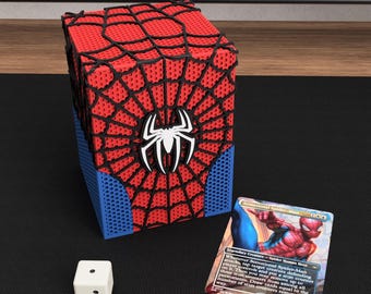Hero-Inspired Deck Box: 3D Printed Red & Blue Suit-Inspired TCG Storage with Magnetic Closure