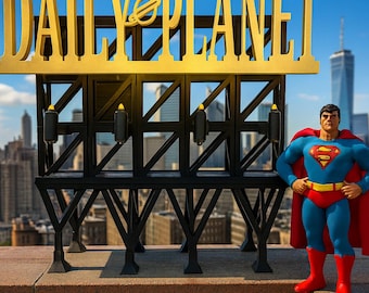 1:12 Scale Daily Planet billboard diorama for Rooftop Action Figure Display