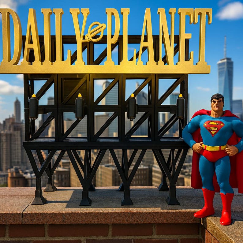 1:12 Scale Daily Planet Billboard Diorama for Rooftop Action Figure ...