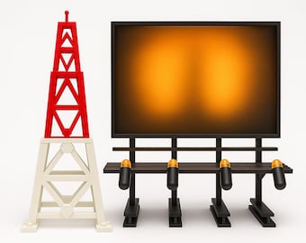 1:12 Scale Rooftop Billboard + Radio Tower Combo Diorama with twist on LED Lights