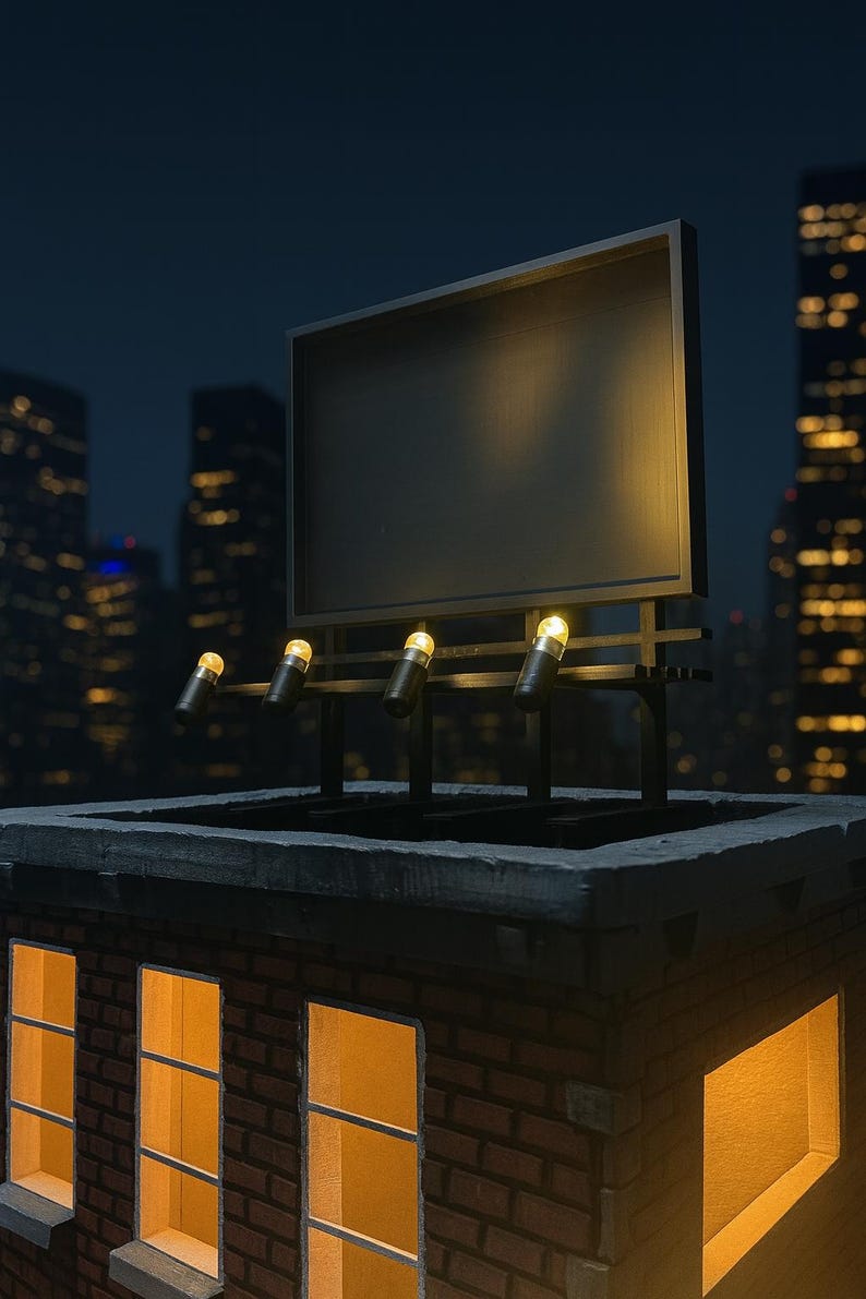 Lit Rooftop Signs 1:12 Scale Rooftop Billboard Diorama With Twist on LED Lights - Etsy