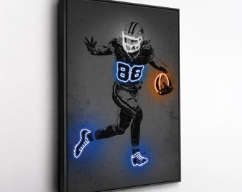 Toile d'agneau CeeDee - Impression style néon des Dallas Cowboys, décoration murale NFL pour homme des cavernes, cadeau pour fan de football, salle de sport