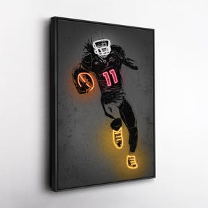 Larry Fitzgerald Canvas Art – Arizona Cardinals Neon Style Print, NFL Wall Decor for Man Cave, Football Fan Gift, Sports Room