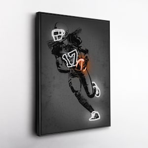 Davante Adams Canvas Art – Las Vegas Raiders Neon Style Print, NFL Wall Decor for Man Cave, Football Fan Gift, Sports Room