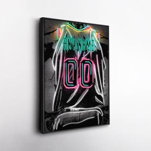 San Antonio Spurs NBA Custom Jersey Wall Art – Personalized Name & Number Neon Canvas Print, Framed Poster, Sports Fan Gift