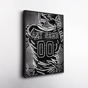 Las Vegas Raiders NFL Custom Jersey Wall Art – Personalized Name & Number Neon Canvas Print, Framed Poster, Sports Fan Gift