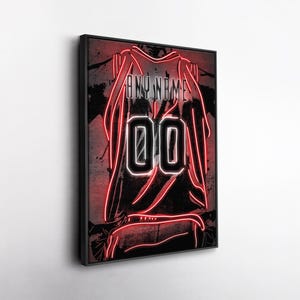 Miami Heat NBA Custom Jersey Wall Art – Personalized Name & Number Neon Canvas Print, Framed Poster, Sports Fan Gift