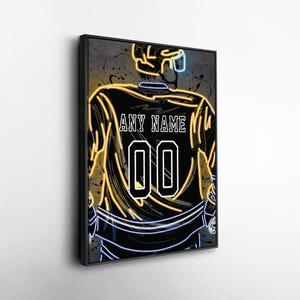 Nashville Predators NHL Custom Jersey Wall Art – Personalized Name & Number Neon Canvas Print, Framed Poster, Sports Fan Gift