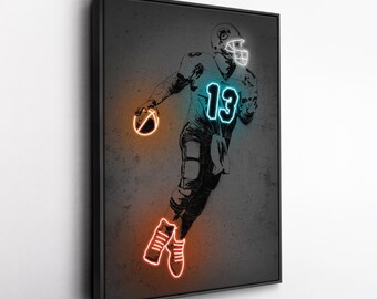 Poster Ou Toile Dan Marino Miami Dolphins - Art Mural Football Américain, Style Pop Art - Neuf, Prêt à Accrocher