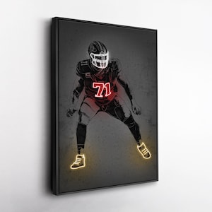 Trent Williams Canvas Art – San Francisco 49ers Neon Style Print, NFL Wall Decor for Man Cave, Football Fan Gift, Sports Room
