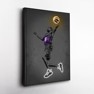 De&#39;Aaron Fox Canvas Art – Sacramento Kings Neon Style Print, NBA Wall Decor, Man Cave, Basketball Fan Gift, Sports Room
