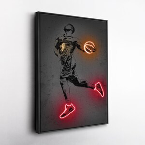 Zion Williamson Canvas Art – New Orleans Pelicans Neon Style Print, NBA Wall Decor, Man Cave, Basketball Fan Gift, Sports Room