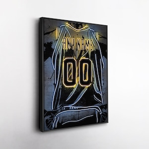 Indiana Pacers NBA Custom Jersey Wall Art – Personalized Name & Number Neon Canvas Print, Framed Poster, Sports Fan Gift