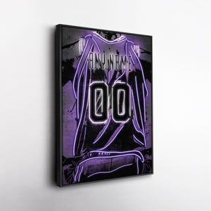 Phoenix Suns NBA Custom Jersey Wall Art – Personalized Name & Number Neon Canvas Print, Framed Poster, Sports Fan Gift