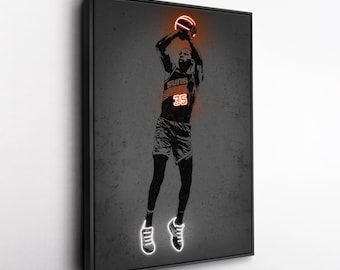 Toile néon Kevin Durant – Décoration murale Phoenix Suns, impression NBA, homme des cavernes, cadeau pour fan de basket-ball, salle de sport