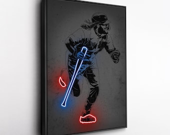 Vladimir Guerrero Jr. Canvas Art – Toronto Blue Jays Neon Style Print, MLB Wall Decor for Man Cave, Baseball Fan Gift, Sports Room