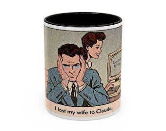 Funny AI Mug | Retro Comic Design, Tech Humor Gift