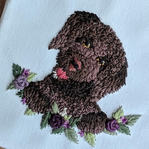 Hand Embroidered Custom Pet Portrait