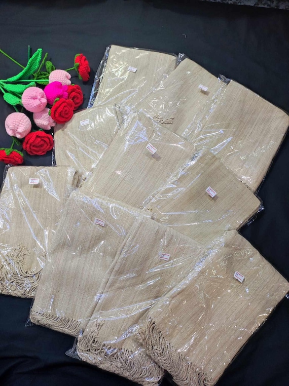 Lotus Silk Shawl - Handwoven Natural Wrap (25" x 72")