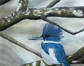 Kingfisher Pastel Painting: Limited Edition Giclée Print, Signed 8x10