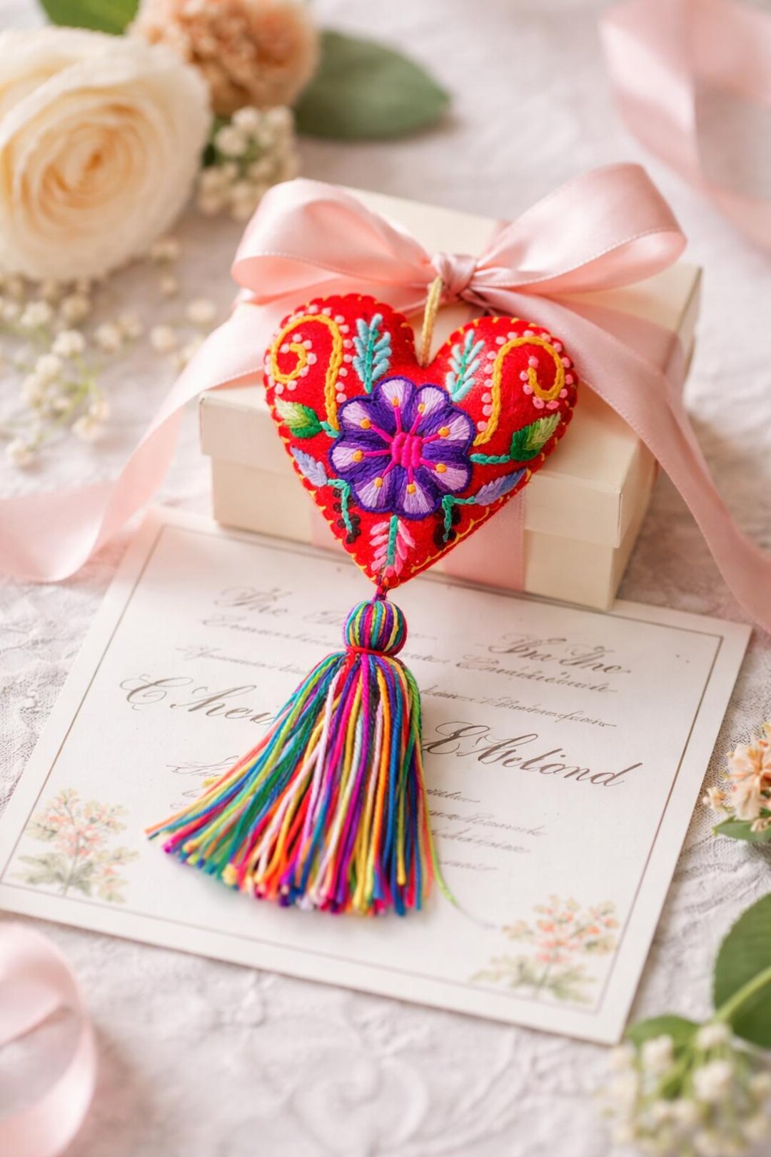Set of 24 Embroidered Heart Charms , Peruvian Handmade Charm for ...