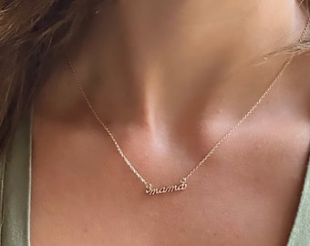 Dainty Gold Necklace, Mama Necklace in 14k Gold or Sterling Silver, Personalized Mom Necklace, Gifts for Her, Mother's Day