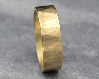 6mm Gold Wedding Band , 14k Gold Men's Wedding Band, Recycled Yellow Gold Sustainable Ring