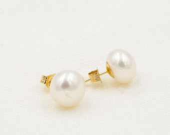 White Akoya Pearl  Stud Earrings set 14k Gold, Wedding Day Earrings, Bridal Jewelry