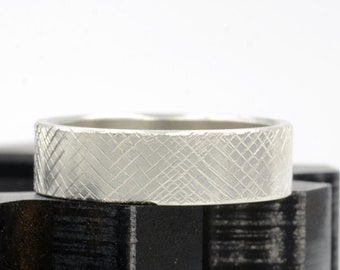 Mens Gold Ring - 14k White Gold Wedding Band for Man - Hand Forged Unique and Simple Men's Wedding Band - 5mm Width by Sabrina Maria