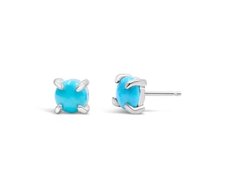 Bluebird Turquoise Sterling Silver Stud Earrings, 6mm