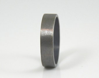 Men's Ring - Brushed Sterling Silver Wedding Band for Men - Wide Ring Band - Black Wedding Ring Unique Wedding Ring Made in your size