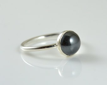 Real Black Onyx Silver Gemstone Ring - 2ct Cocktail Ring - Stacking Ring - Gift for Her - Statement Ring in Highly Tarnish Resistant Silver
